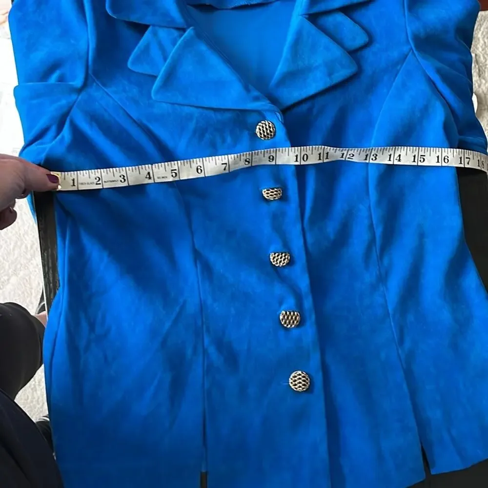 Vintage Leslie Fay Stunning Blue Blue Women's Skirt Set/Dress Suit - Picture 4 of 12